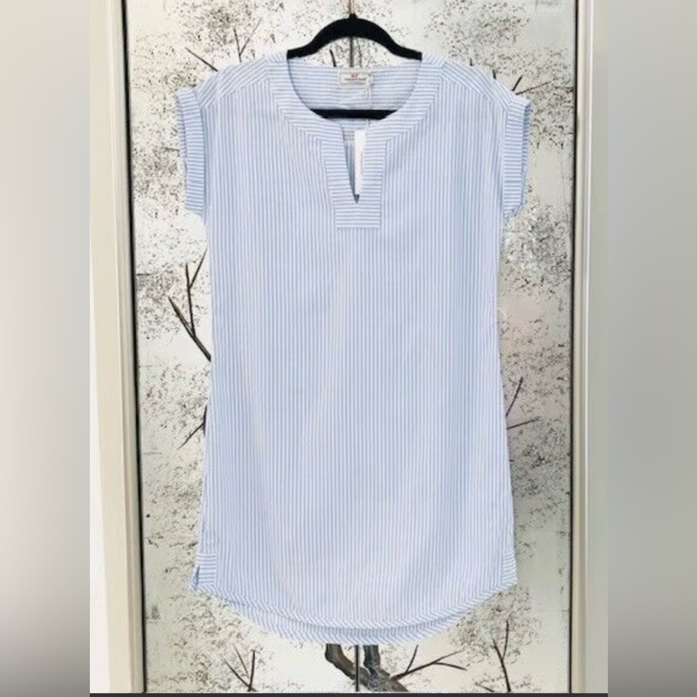 NWT Vineyard Vines Light Blue and White Striped Harbor Tunic Dress